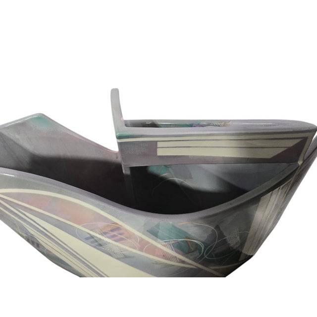 Late 20th Century Huge Signed Hubert Sculptural Ceramic Vessel – Postmodern Geometric Studio Art Pottery (26”) For Sale - Image 10 of 10