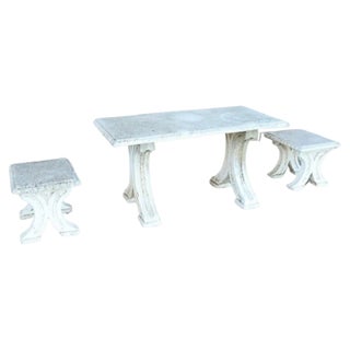 Early 20th Century Garden Table and Stools, Set of 3 For Sale