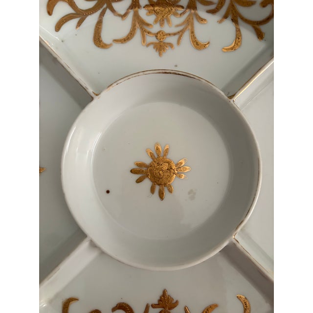 Mid 20th Century Divided Japanese Condiment Serving Plate W Gold & White For Sale - Image 5 of 5