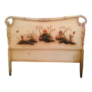 Vintage Chinoiserie Hollywood Regency Full Size Headboard For Sale