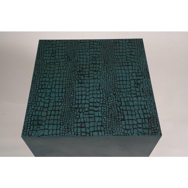 St. Charles Cube Side Table With Croc Texture Top For Sale - Image 4 of 4