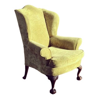 Antique Library Armchair with Fine Carved Mahogany Legs For Sale
