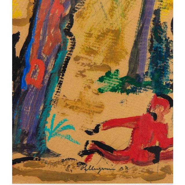 Modern Sirio Pellegrini, In the Wood, Oil Painting, 1967 For Sale - Image 3 of 6