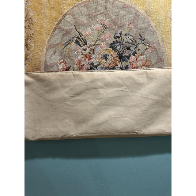 Metal Traditional Floral Woven Tapestry Wall Hanging With Passementerie Tassels For Sale - Image 7 of 7