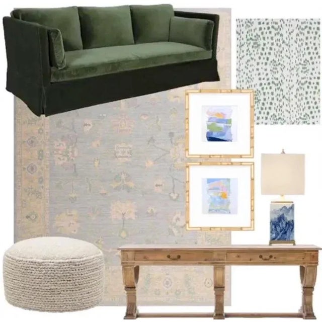 Modern Handknotted Oushak Rug in Blue & Sage with Pops of Lavender, 5' x 7' For Sale In San Antonio - Image 6 of 9