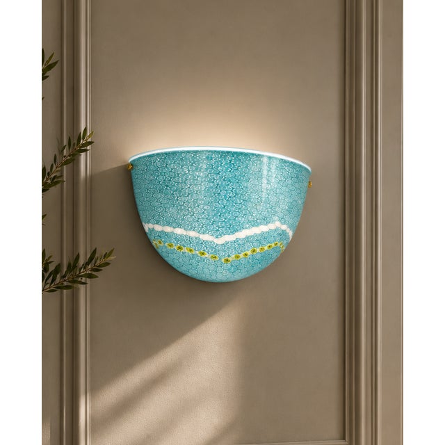 Kalikantus by la murrina is a precious and splendid wall lamp, vintage from the 1990s, unused, with beautiful murano...