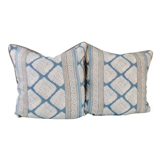 25” X 25” Thibaut Austin Spa Blue Linen Pillow Covers - a Pair For Sale