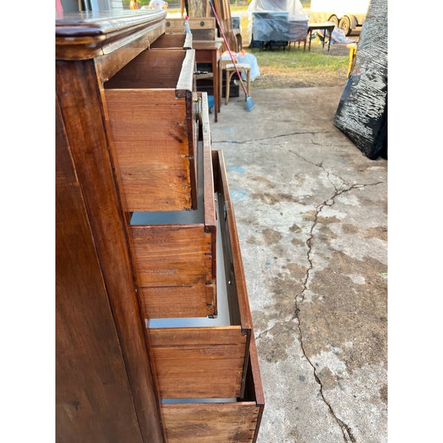 Brass French 19th Century Louis Philippe Burl Walnut Chest of Drawers / Commode For Sale - Image 8 of 12