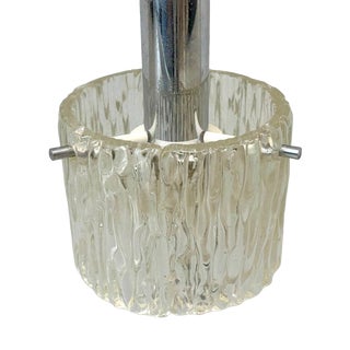 Vintage Pendant Lamp in Textured Glass and Chrome from Kaiser Leuchten, 1970s For Sale