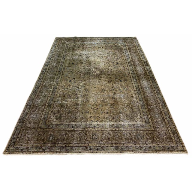 Vintage rug | size: 290 x 204 cm | hand-knotted and elaborately processed | pile shortened and dyed for modern design |...