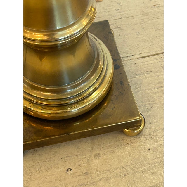 Tall Brass Stiffel Table Lamp With Gorgeous Painted Shade For Sale In Philadelphia - Image 6 of 15