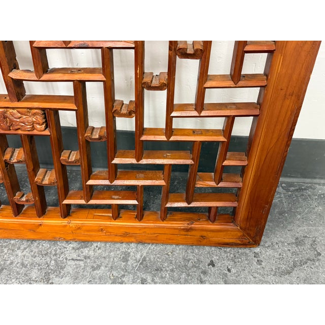 Chinese Carved Wood Geometric Lattice Panel, Antique For Sale - Image 11 of 12