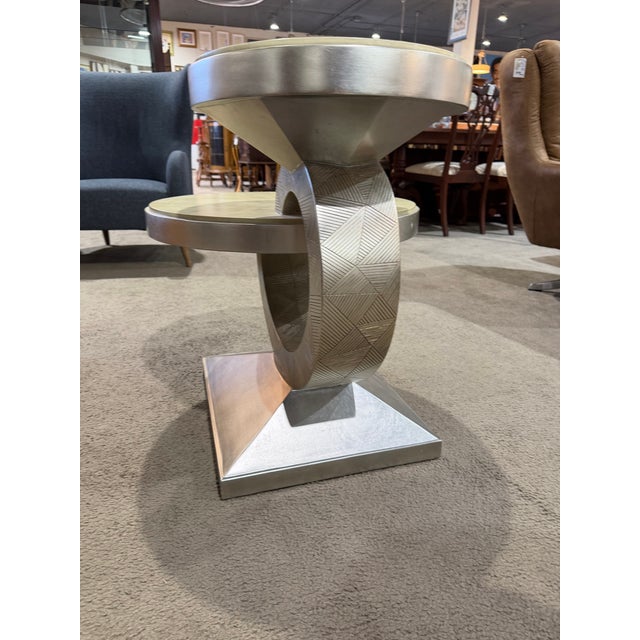 Postmodern Artmax Postmodern Faux Stone and Wood Side Table For Sale - Image 3 of 8