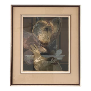 1990s Sunol Alvar “Jeune Fille Et Colombo” Signed Limited Edition Lithograph - Framed For Sale