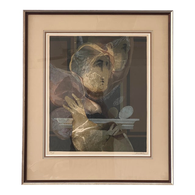 1990s Sunol Alvar “Jeune Fille Et Colombo” Signed Limited Edition Lithograph - Framed For Sale