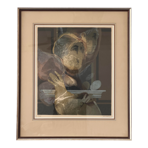 1990s Sunol Alvar “Jeune Fille Et Colombo” Signed Limited Edition Lithograph - Framed