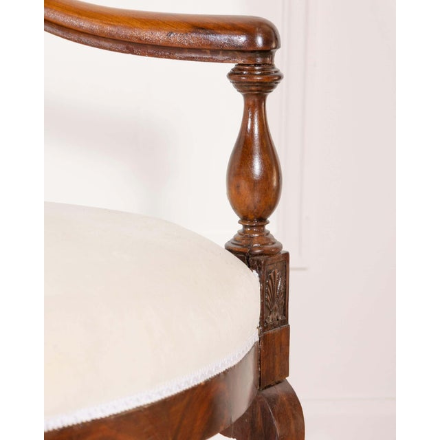 19th Century 19th Century Pair of Italian Empire Armchairs in Mahogany with White Velvet Upholstery, Genoa For Sale - Image 5 of 15