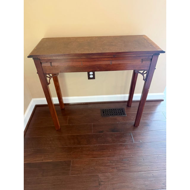 Brown Vintage Hickory Chair Co. Chippendale Burl Mahogany Console Table - James River Collection For Sale - Image 8 of 8