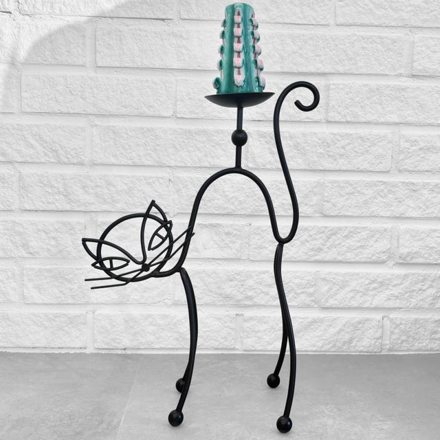 Black Vintage Floor Candleholder by Gunnar Ander for Ystad-Metall, 1950s For Sale - Image 8 of 8