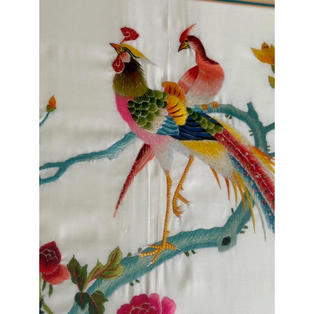 Pair Chinese Signed Embroidered Suzhou Silk Framed Paintings For Sale - Image 11 of 18