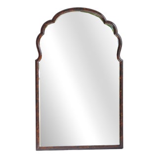 Large Dutch Wooden Scalloped Lacquered Mirror For Sale