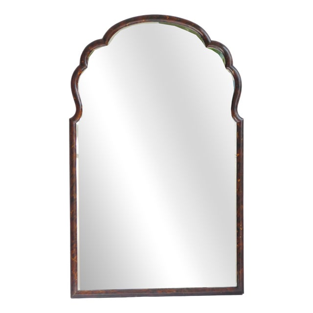 Large Dutch Wooden Scalloped Lacquered Mirror For Sale