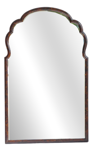 Large Dutch Wooden Scalloped Lacquered Mirror