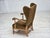 Scandinavian Wingback in Corduroy and Carved Oak, 1970s For Sale - Image 15 of 18