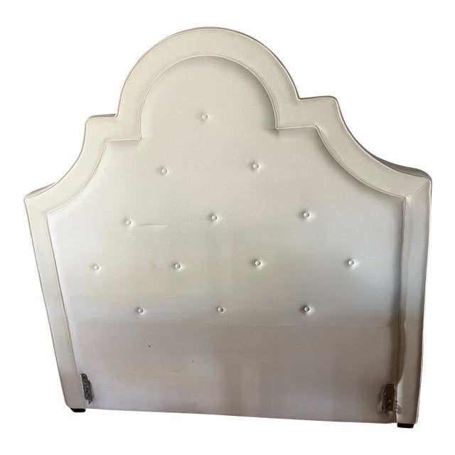 Pottery Barn York Tufted Headboard - Ivory - Queen Size For Sale