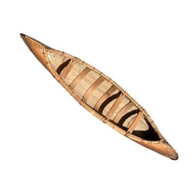 Cabin Large 1940 Vintage Birch Bark Model Canoe For Sale - Image 3 of 11