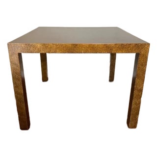 Late 20th Century Large Milo Baughman Style Burl Parsons Side Table in Mottled Copper Finish For Sale