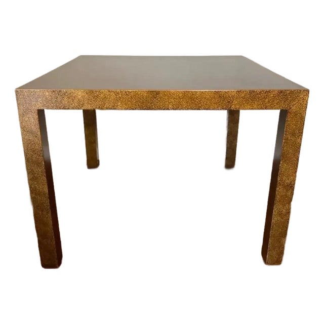 Late 20th Century Large Milo Baughman Style Burl Parsons Side Table in Mottled Copper Finish For Sale