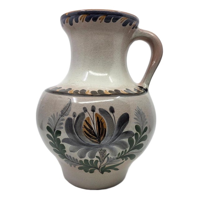 Vintage Hand-Decorated Ceramic Pitcher by Jean De Lespinasse, 1950s For Sale