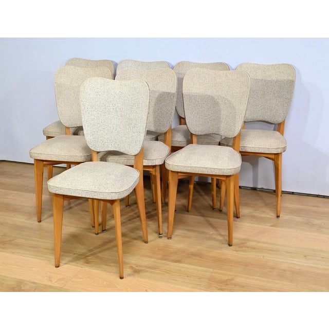 Vintage Beech and Faux Leather Chairs, 1960, Set of 8 For Sale - Image 3 of 18