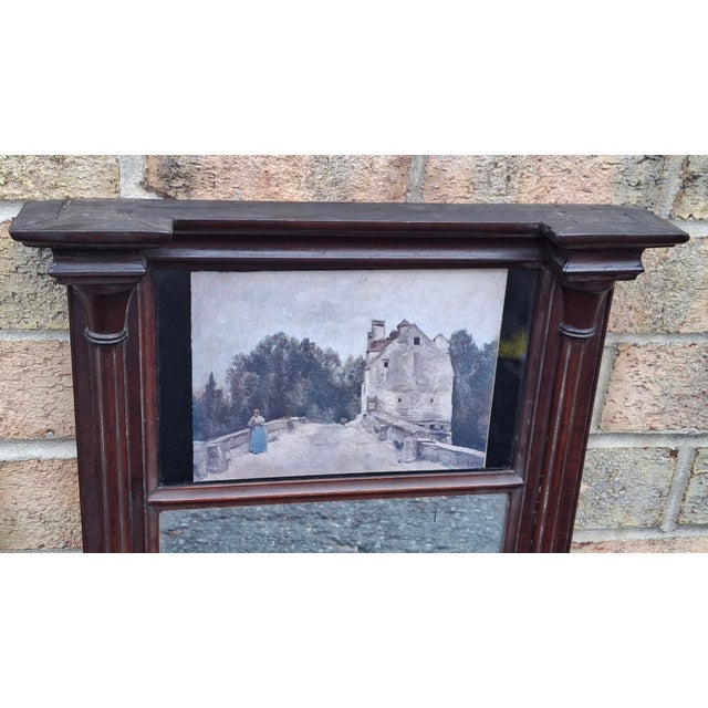 Brown 19th C. Empire Mahogany Frame Mirror W. An Inset Print After j.b. Camille Carot For Sale - Image 8 of 11