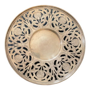 Antique Watson Art Nouveau Scrolling Daisies Etched Pierced Sterling Silver Tray