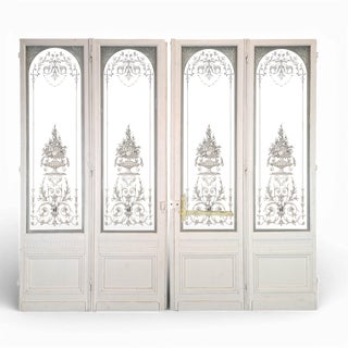 Early 20th Century Doors with Engraved Glass, Set of 4 For Sale