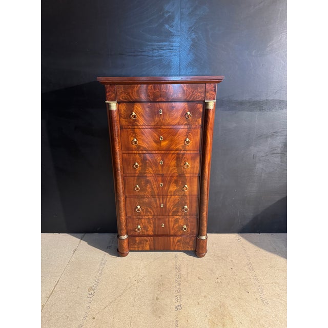 Tall French Empire Chest of Drawers, 1840 For Sale - Image 17 of 18