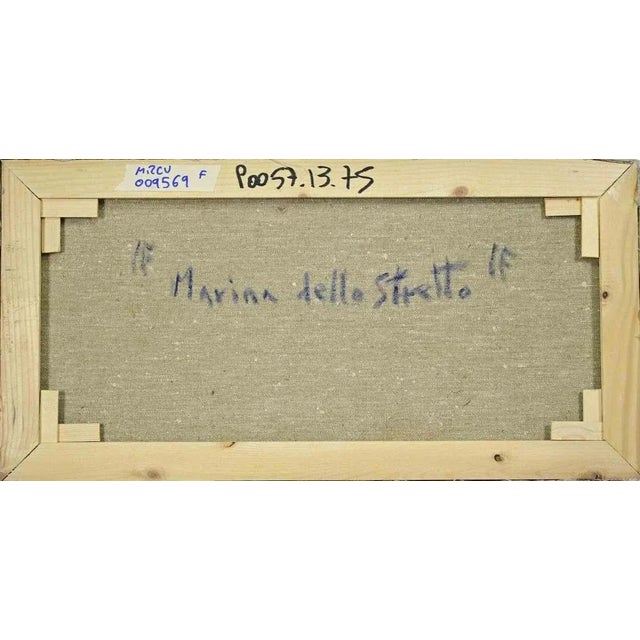 Pino Romanò, View of the Strait of Messina, Oil Painting, 1990s For Sale - Image 4 of 5