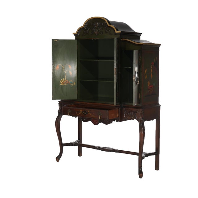Antique French Style Carved Mahogany Polychromed Chinoiserie Decorated For Sale - Image 9 of 12