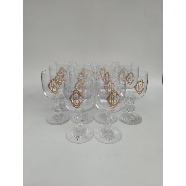 Metal Large Crystal Glasses from Saint Louis, Early 20th Century, Set of 14 For Sale - Image 7 of 7