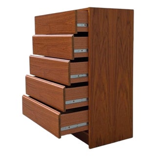 Danish Mid-Century Modern Teak Tallboy Dresser Vintage Highboy – 1960s For Sale