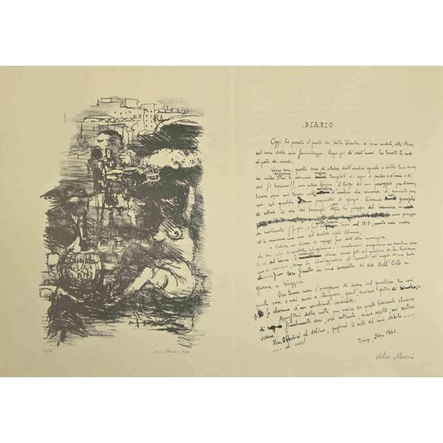The Diary is a modern artwork realized by Mino Maccari, and Velso Mucci, in 1944-1947. Black and white lithograph realized...