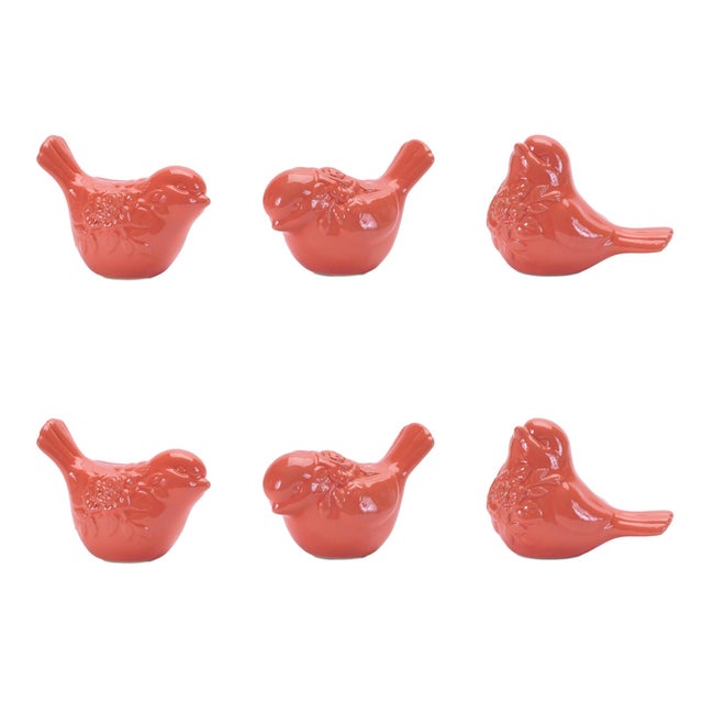 Ceramic Ceramic Floral Bird Figurine (Set of 6) For Sale - Image 7 of 7