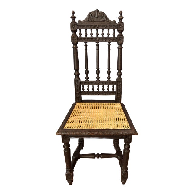 Antique French Renaissance Brittany Caine Chair For Sale