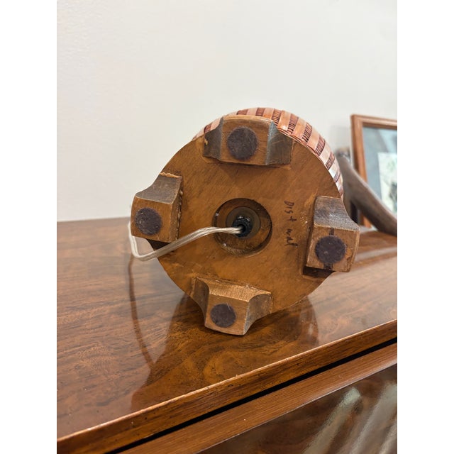 Vintage Fine Wicker Urn-Shaped Basket Lamp For Sale - Image 4 of 6