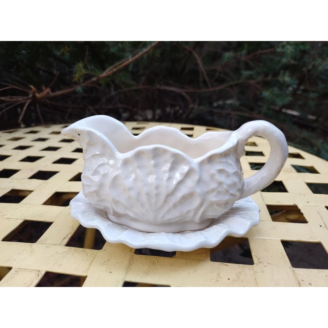 Hollywood Regency Vintage Cabbage Ware Dodie Thayer-Style Creamer With Saucer- 2 Pieces For Sale - Image 3 of 8