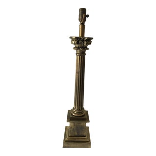 Vintage Mid-Century Frederick Cooper Brass Column Lamp For Sale