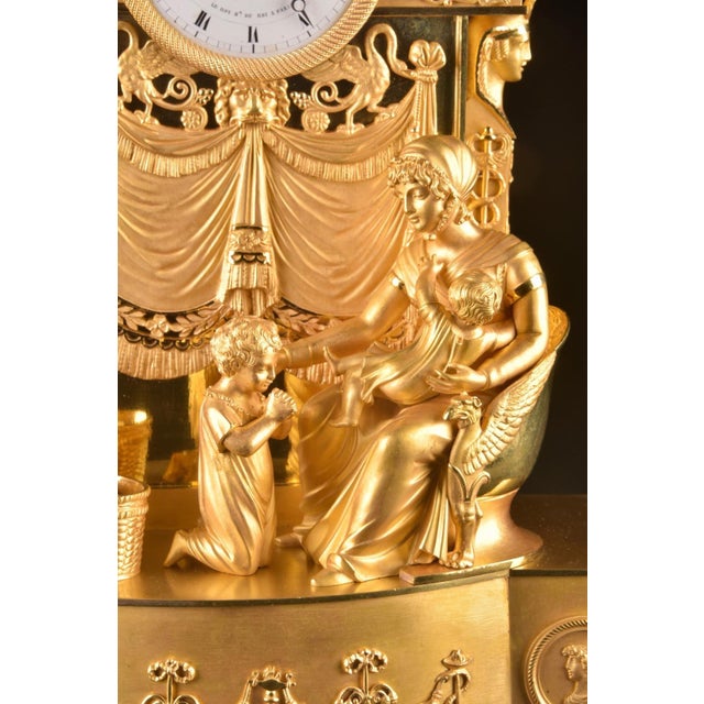 c.1820 Reiche Empire Gilt Ormolu Bronze Clock For Sale - Image 13 of 18