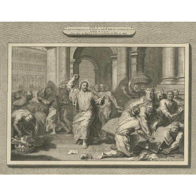 Paper P. Mortier, Miracles of Christ Wedding at Cana & Cleansing of the Temple, 1700, Paper For Sale - Image 7 of 10